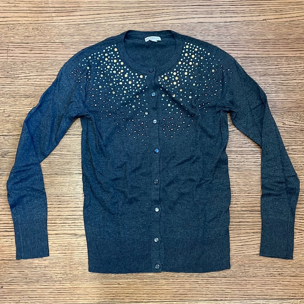 Merona Gray Rhinestone Cardigan